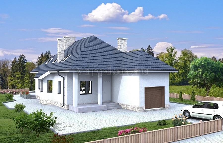 Проект одноэтажного жилого дома для узкого участка