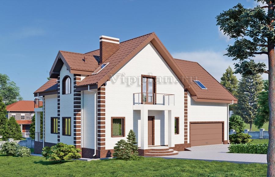 Одноэтажный дом с подвалом, мансардой и гаражом