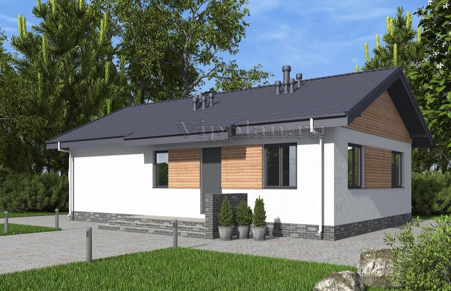 Одноэтажный дом с кухней-гостиной и тремя спальнями